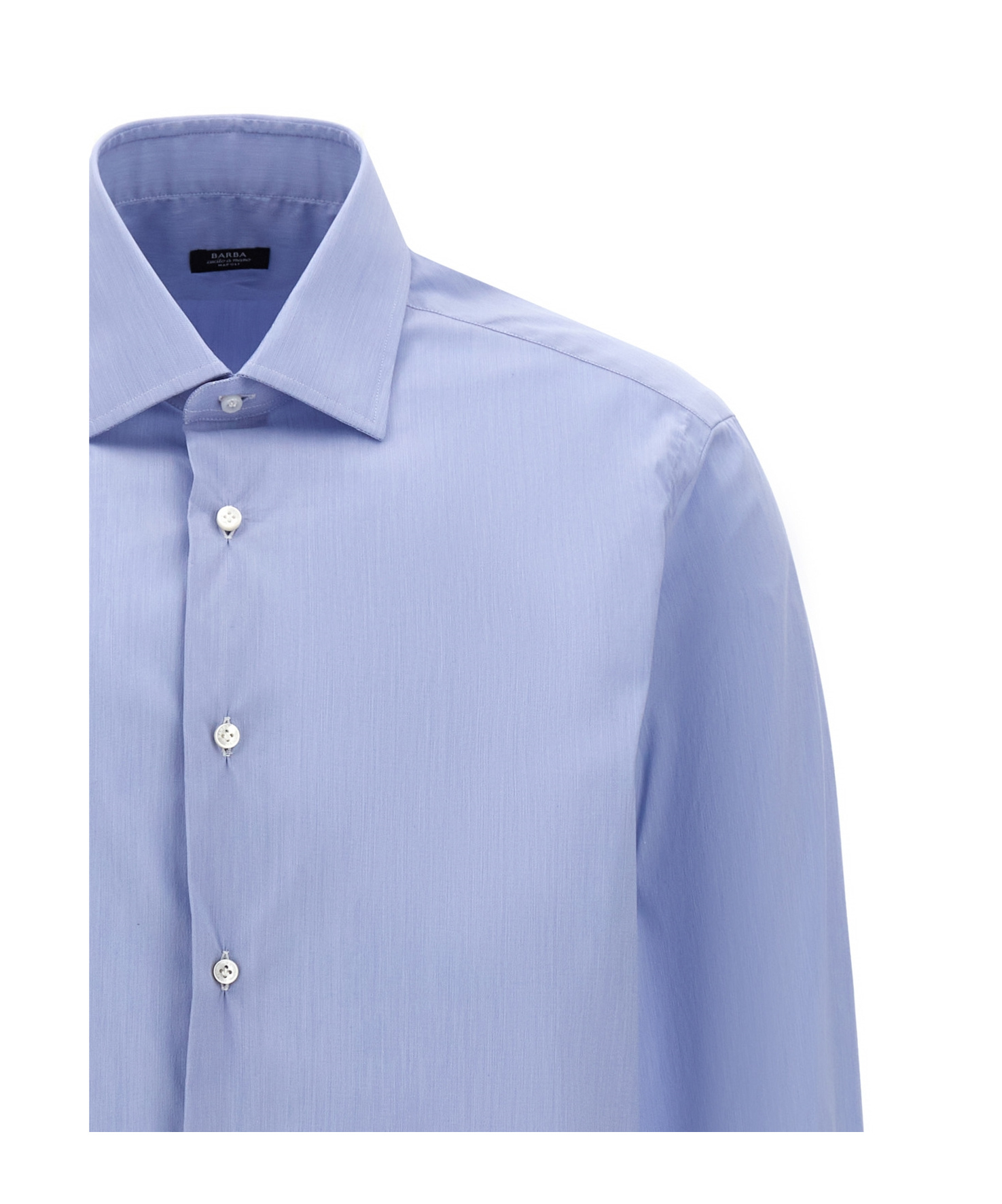 Barba Napoli Barba Tailored Poplin Shirt With Button Closure In Blue