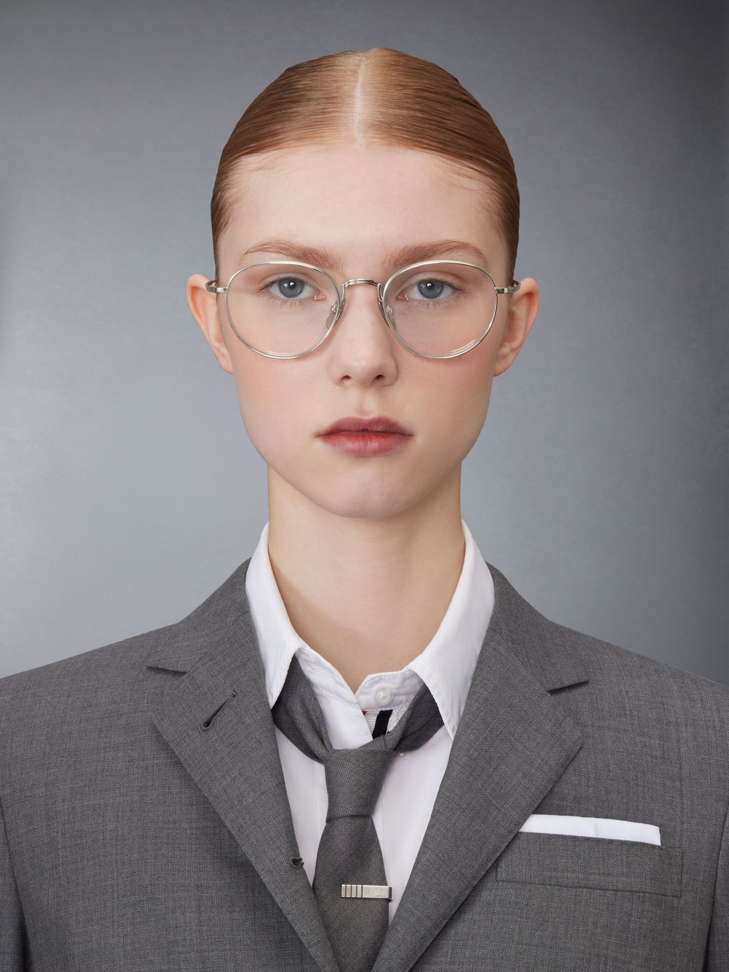 Shop Thom Browne Round-frame Glasses In Gray