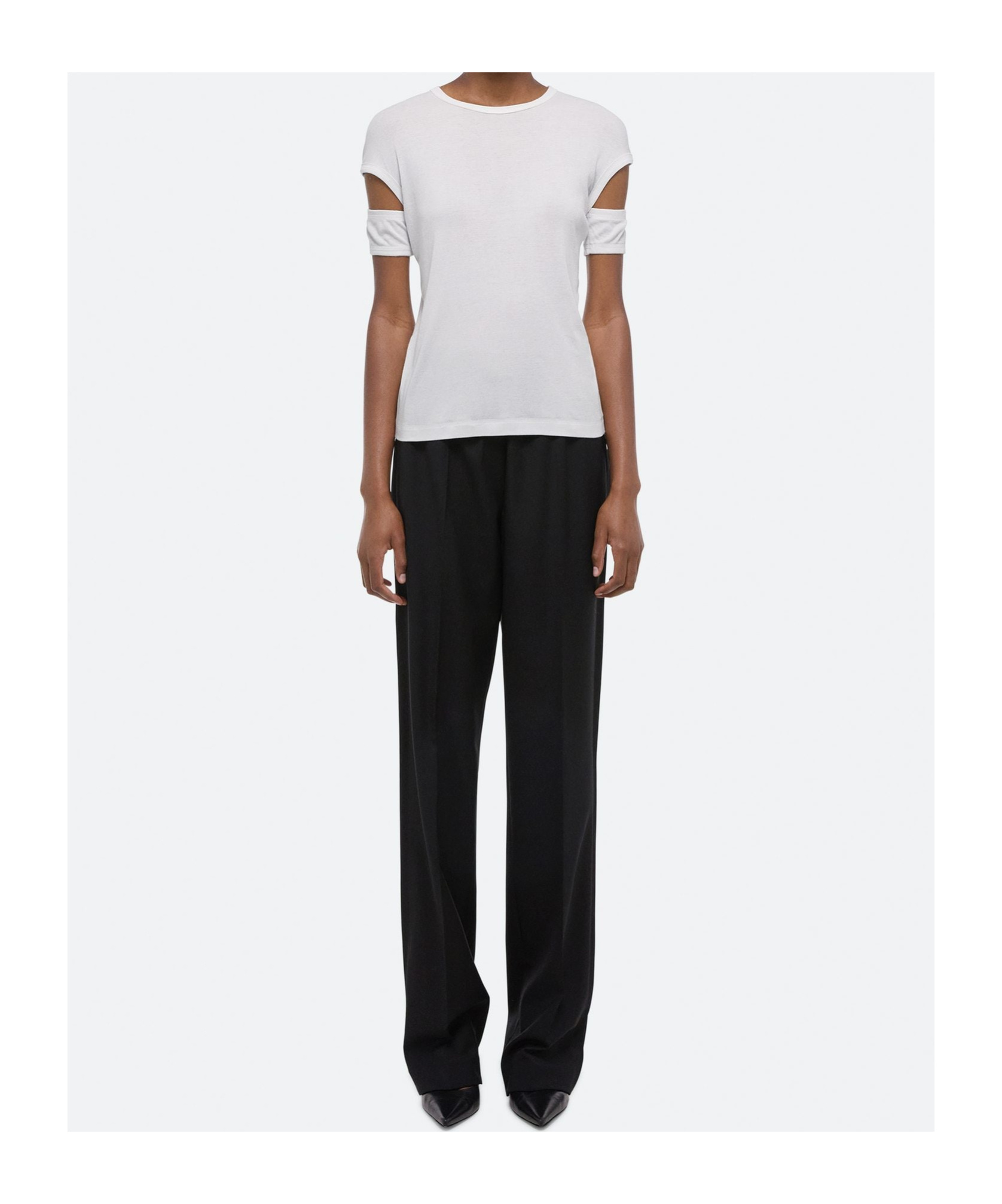 Helmut Lang Slash Shrunken Soft Tee Optic White In White