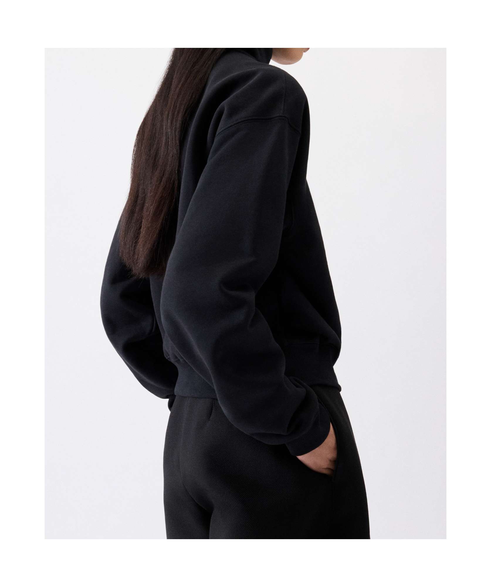 Jacquemus Gros Grain Zip-up Turtleneck Sweatshirt In Black