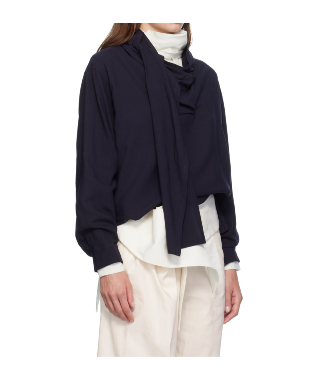 Issey Miyake Side Sewn Shirt With Slit In Black