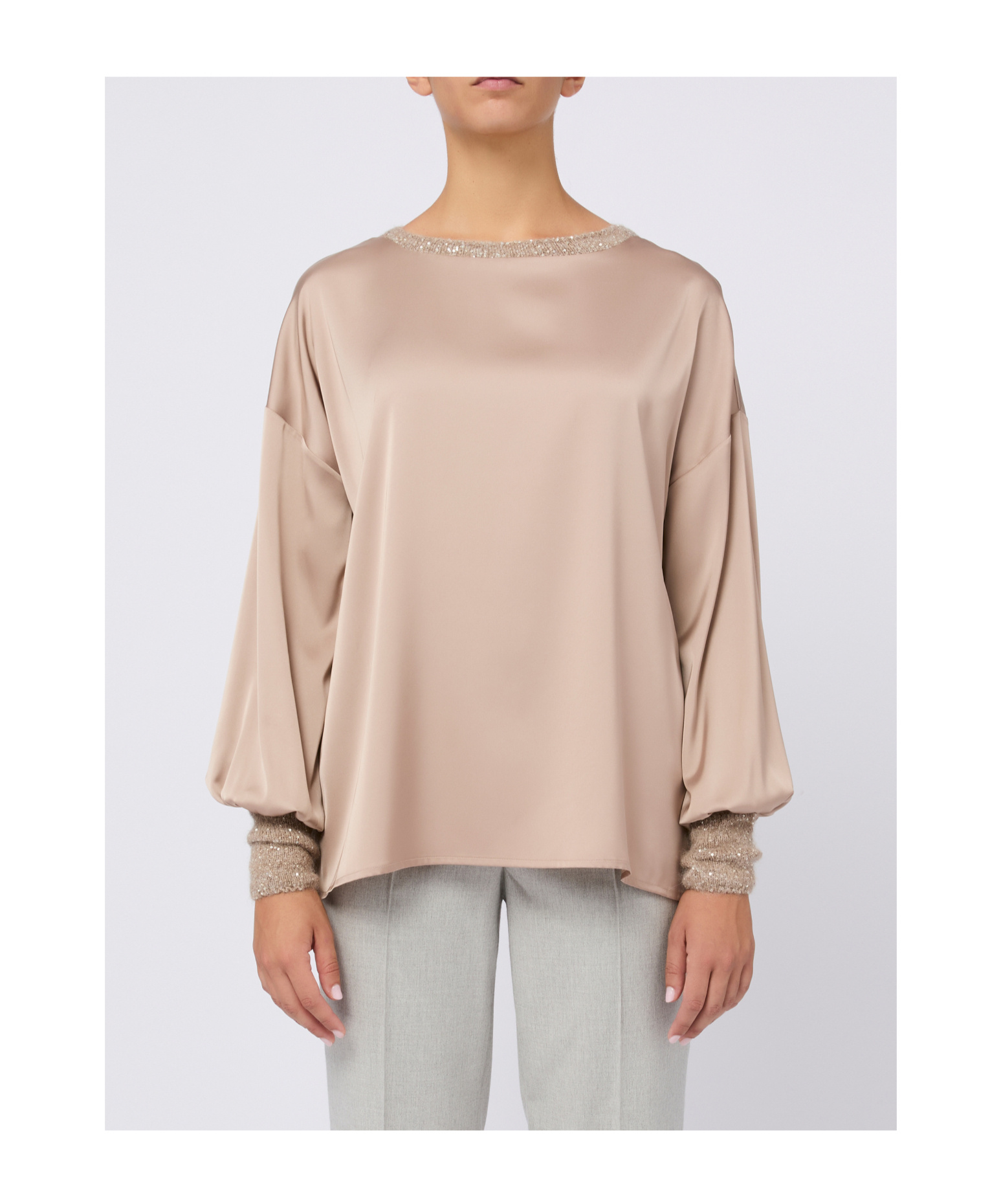 D Exterior Long-sleeved Blouse In Neutral