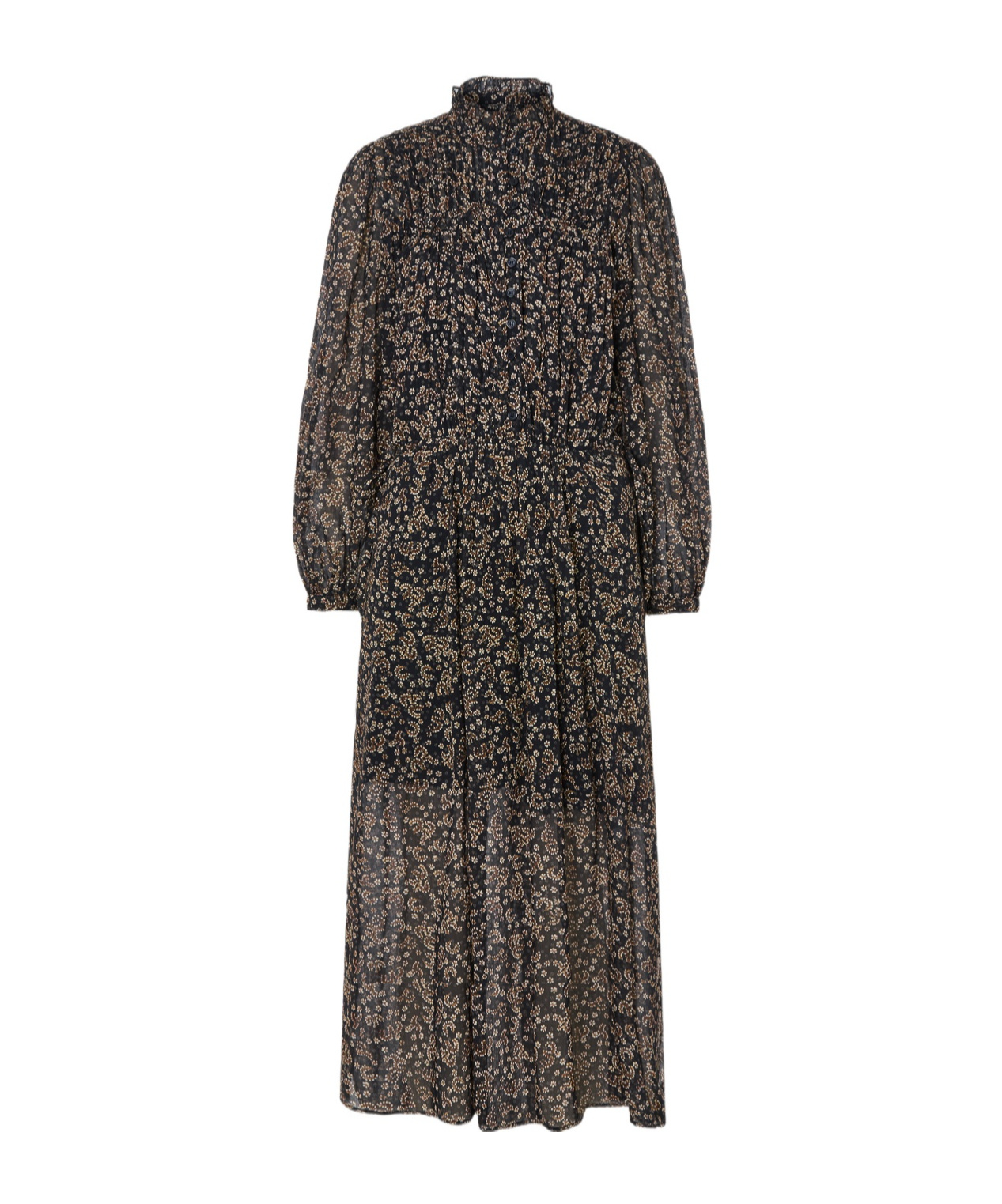 Isabel Marant High-neck Floral-print Midi Dress In Black