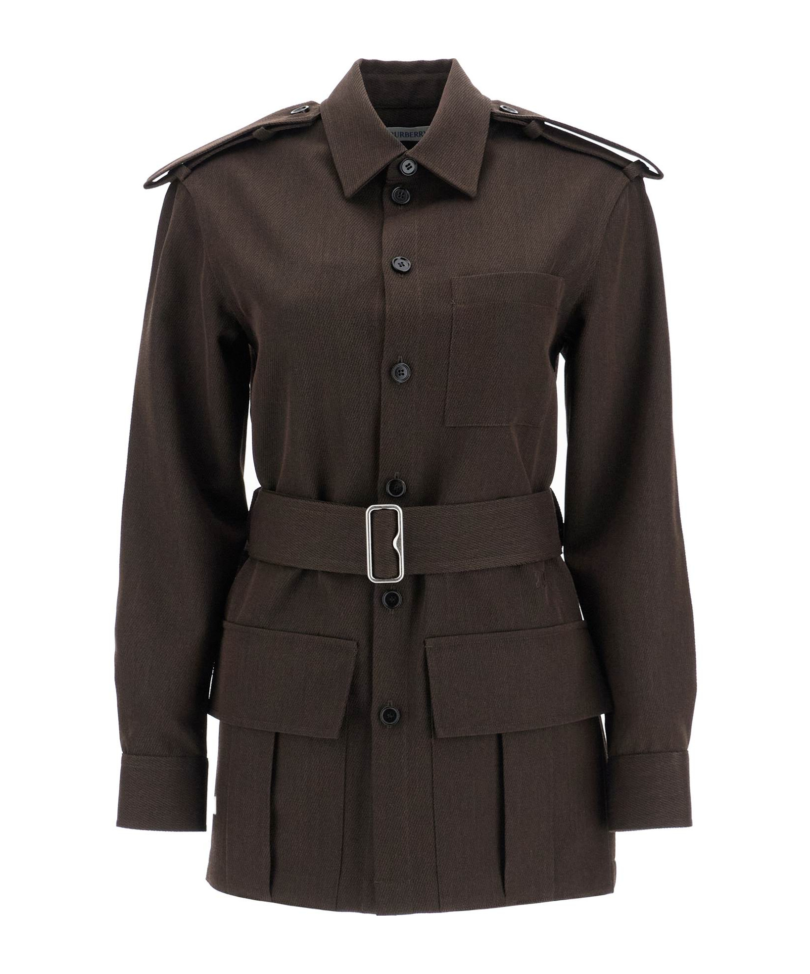 BURBERRY BELTED-WAIST BUTTONED OVERSHIRT