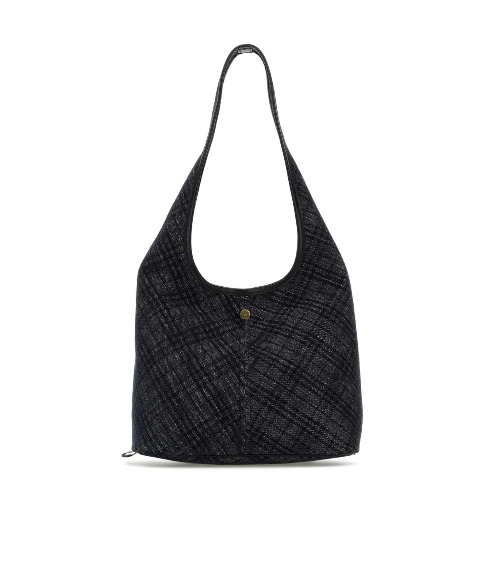 Shop Burberry Embroidered Denim Shoulder Bag