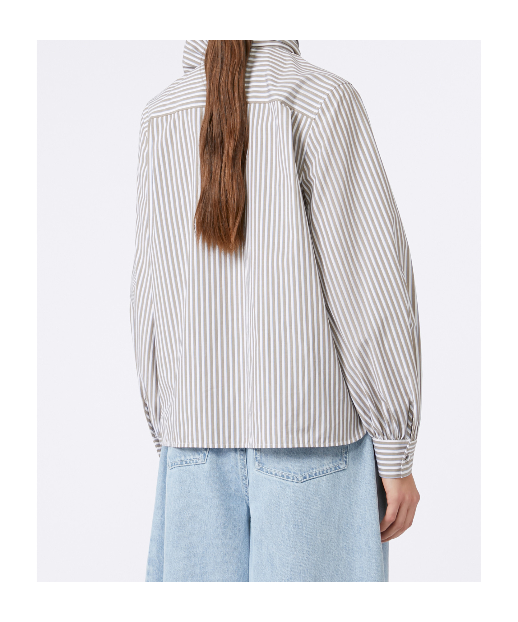 Max Mara Striped Cotton Blouse In White