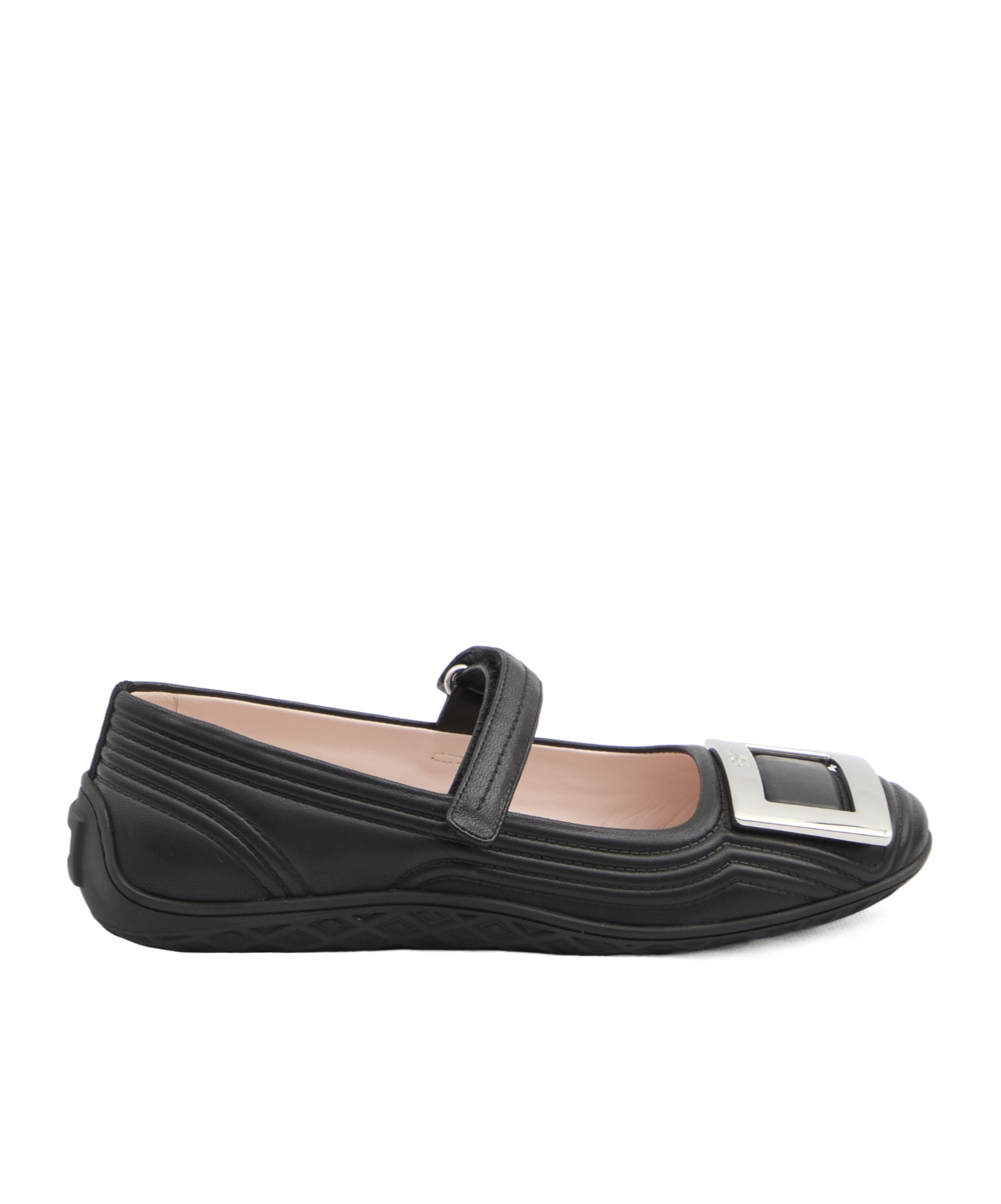 Roger Vivier Viv Low Mary Jane Ballerinas In Black