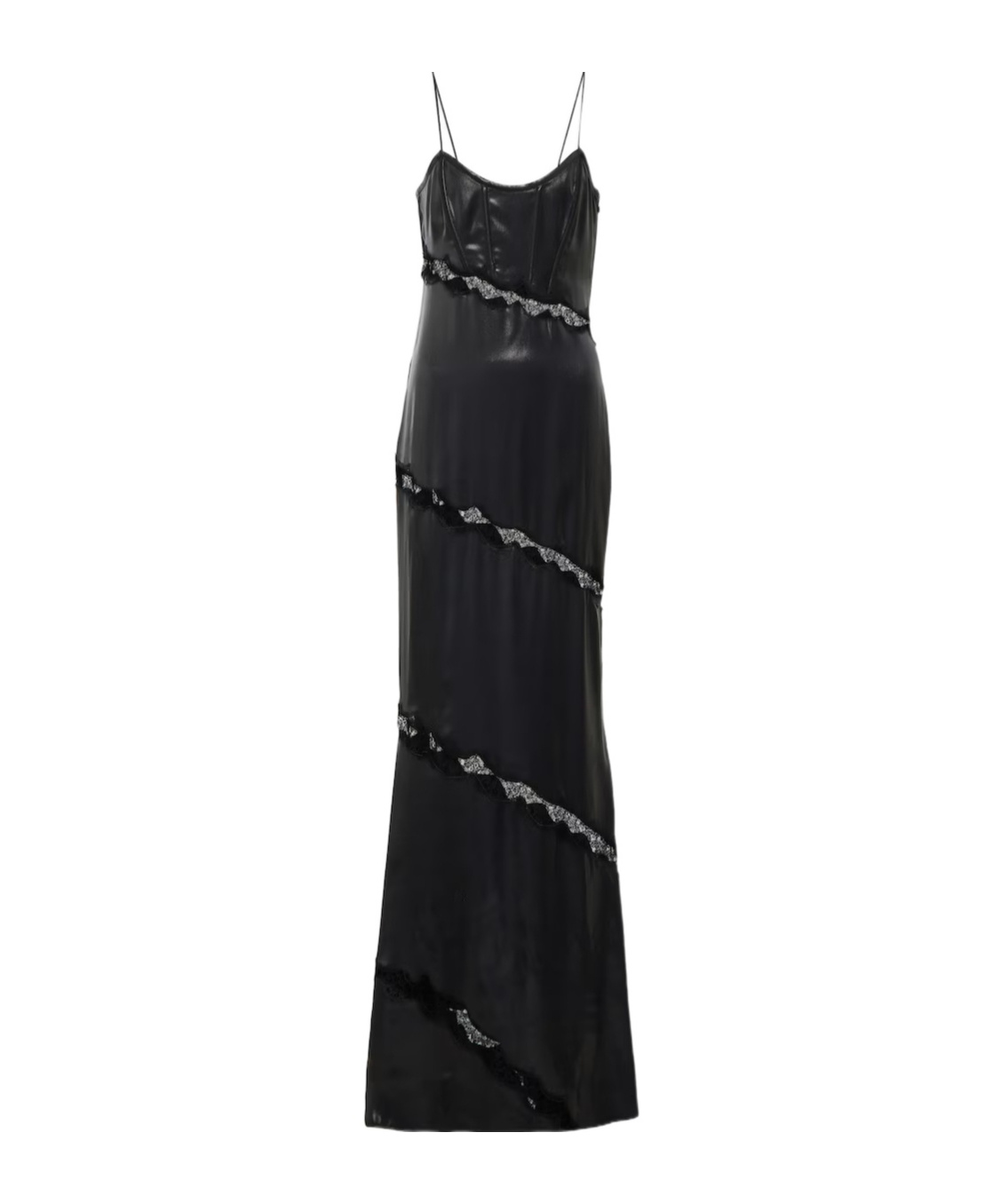 Alessandra Rich Lace-embroidered Faux Leather Dress In Black
