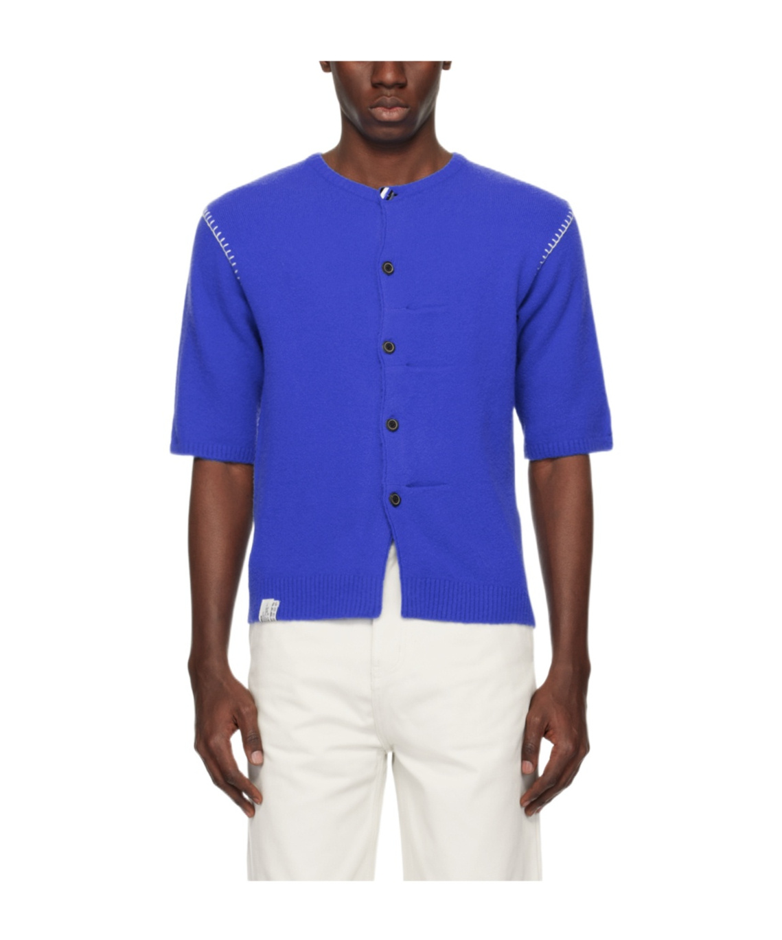 Ader Error Middle Sleeve Cardigan In Blue