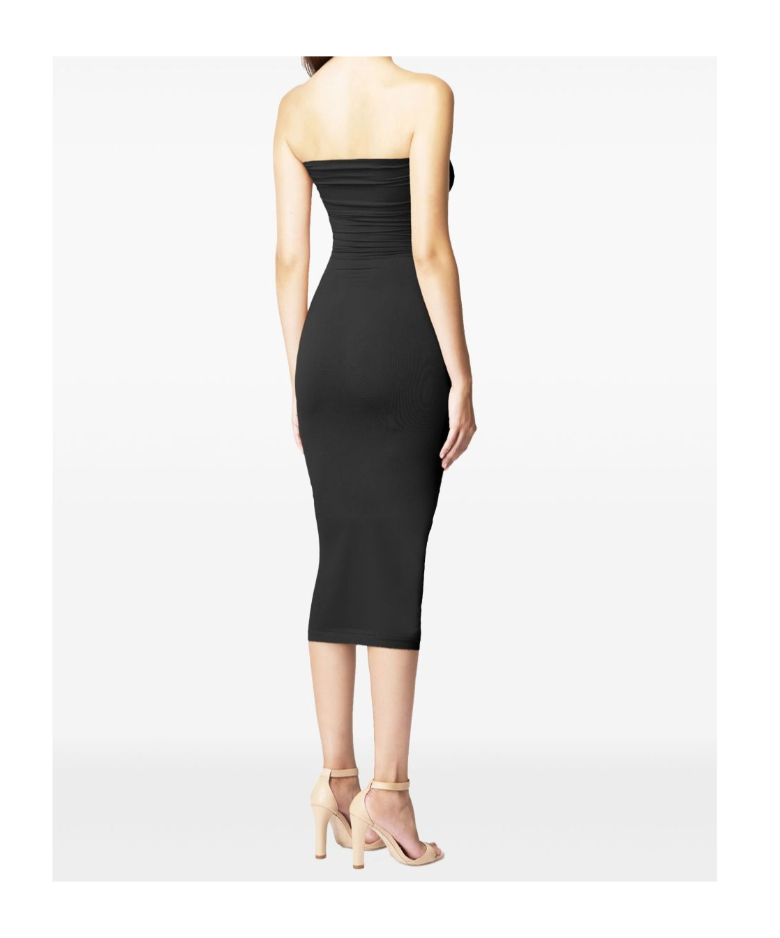 Wolford Sculpting Fatal Strapless Bodycon Midi Dress In Black