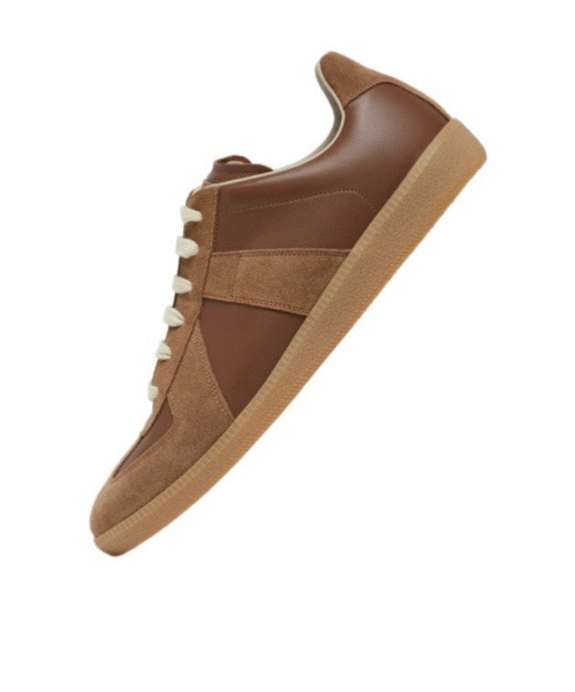 Maison Margiela Brown Suede Panel Low-top Sneakers In Brown