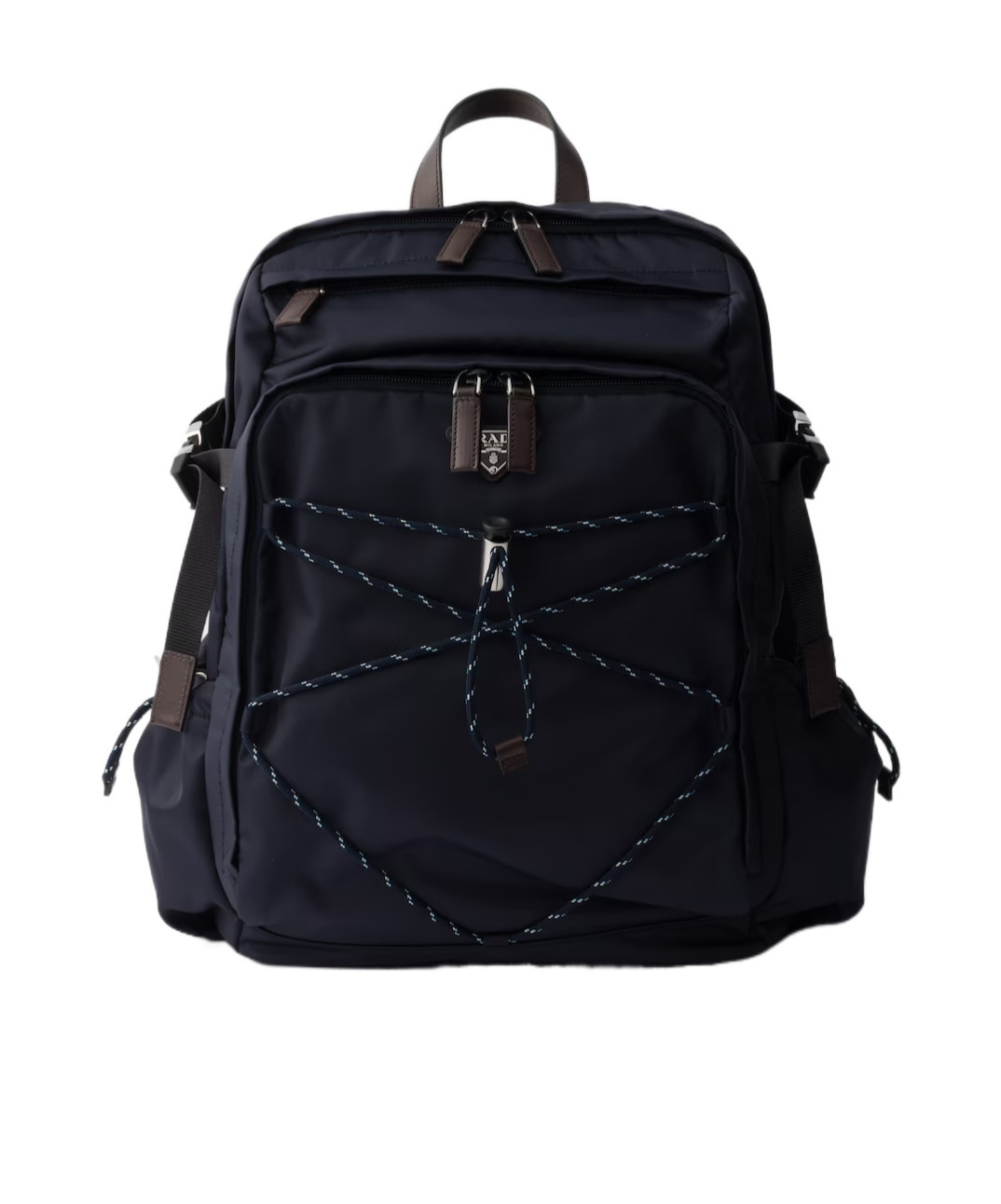 Prada Triangle-logo Zipped Backpack In Blue