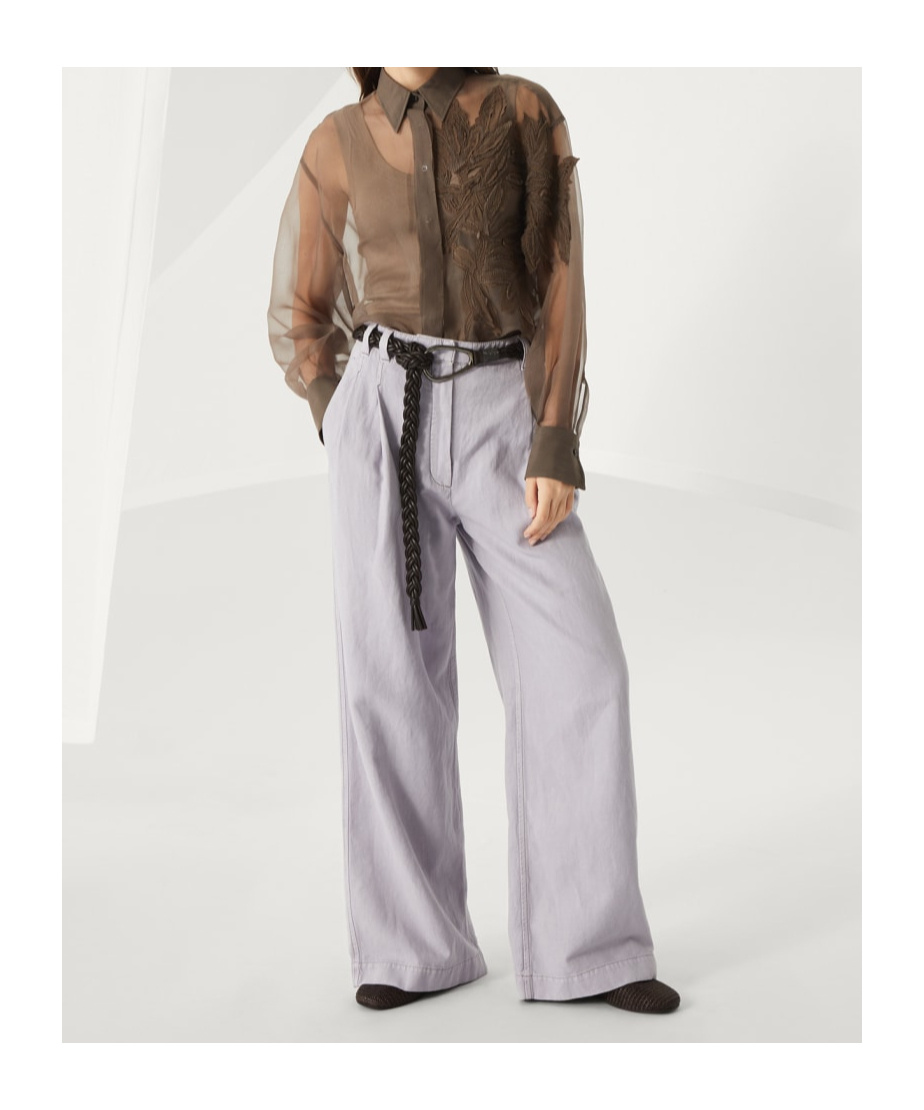 Brunello Cucinelli Wide Smart Trousers In Gray