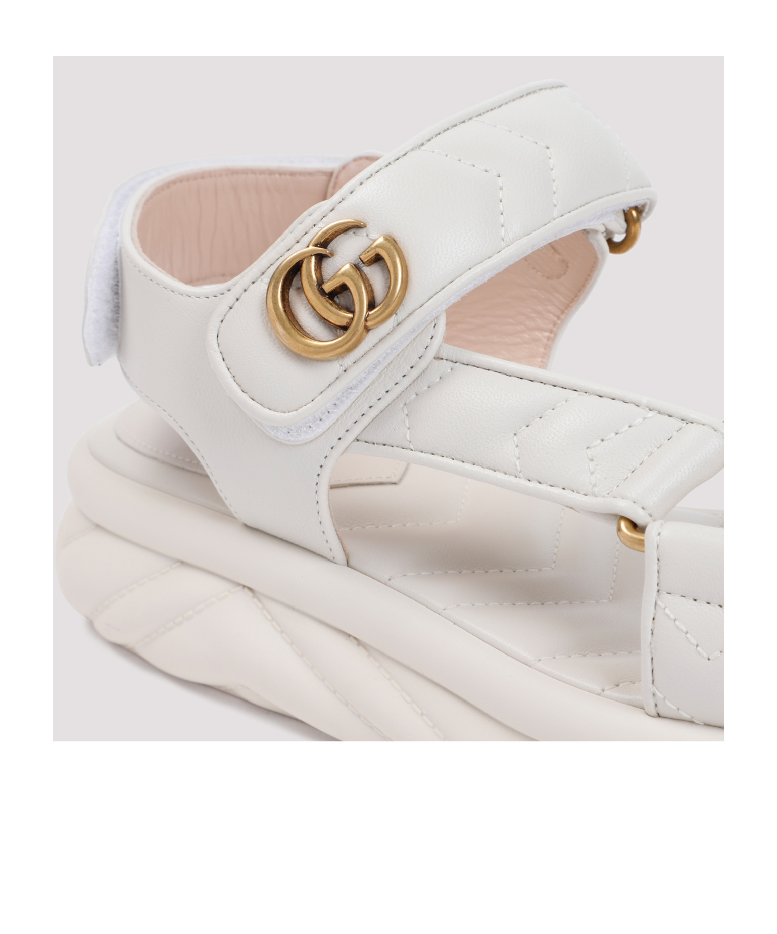 Gucci Double-g Leather Sandals In White