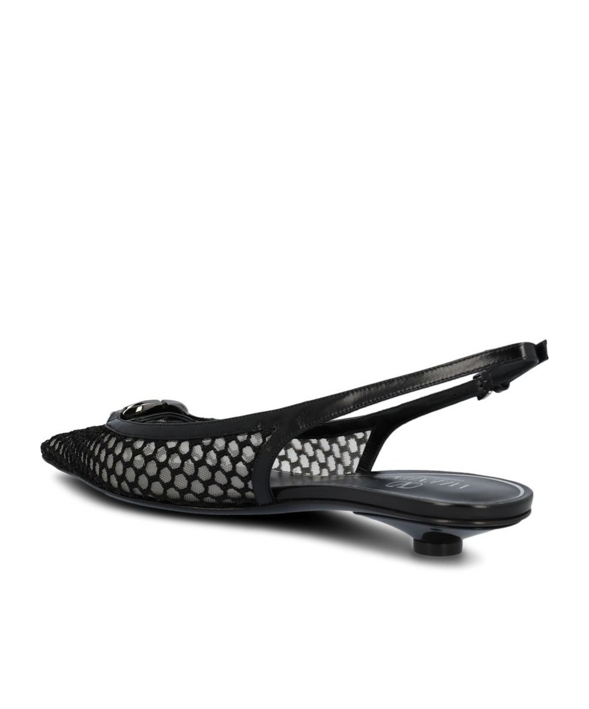 Valentino Vlogo Moon Leather Slingback Flats In Black