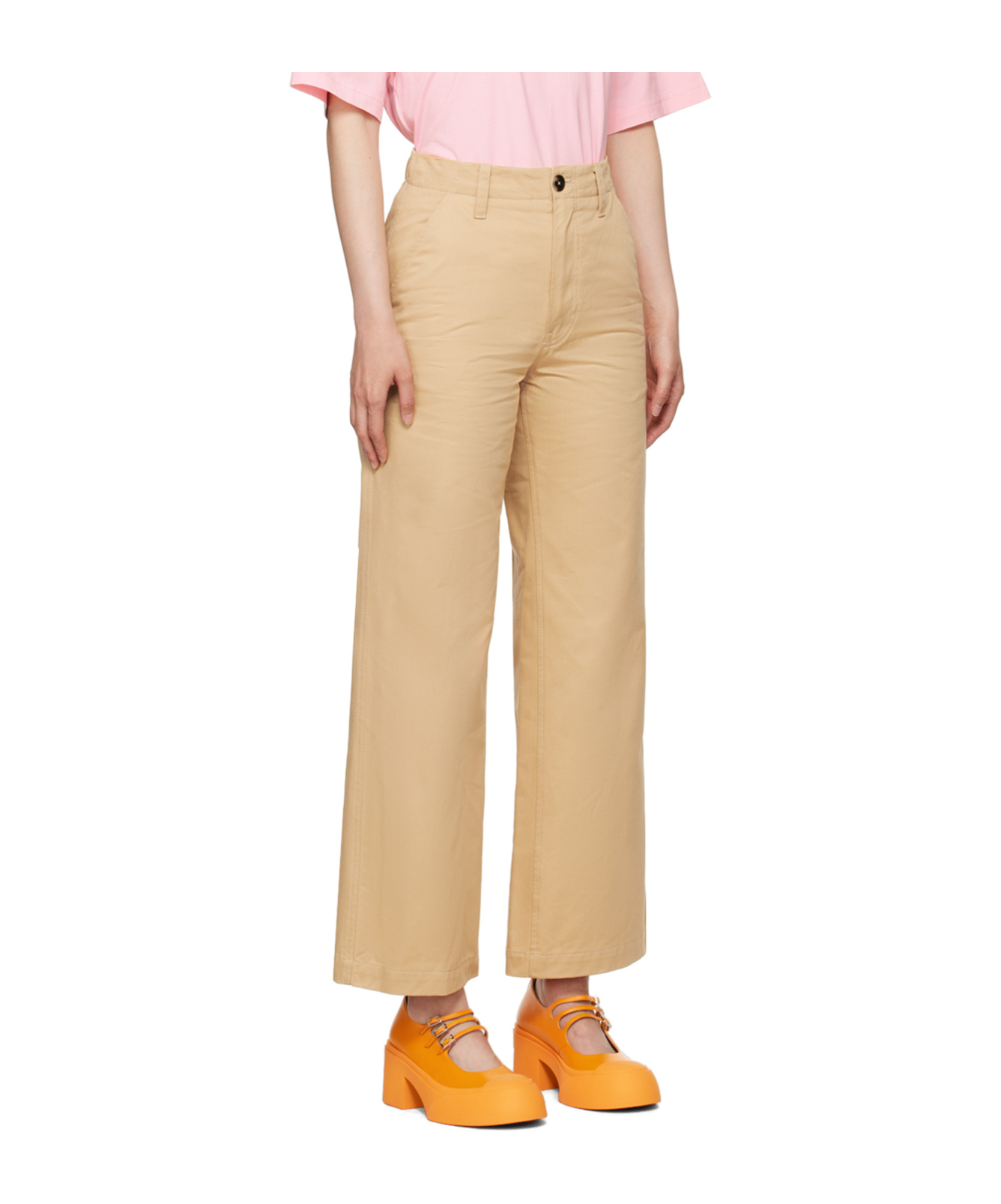 Marni Tan Four-pocket Trousers In Nude