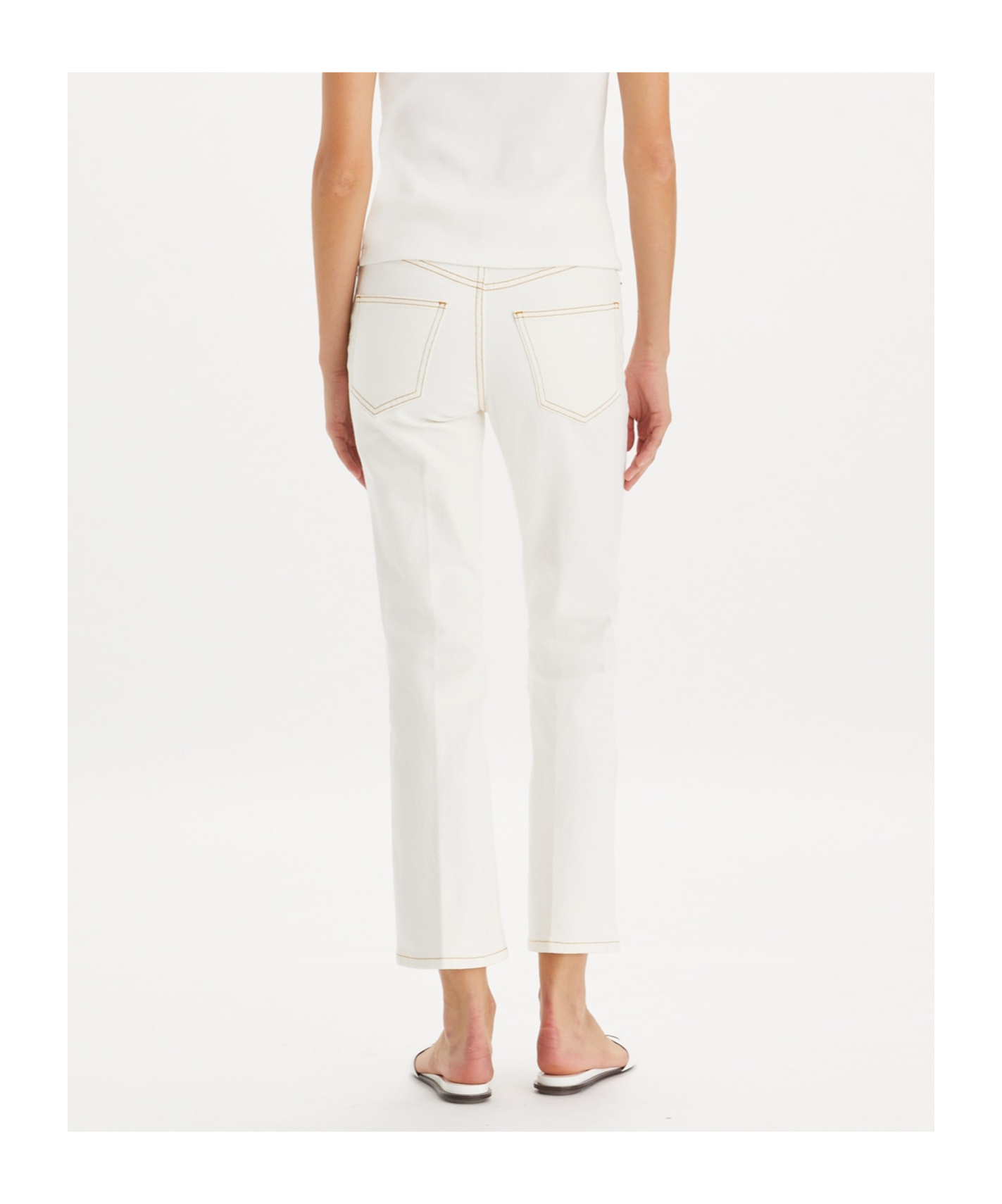 Tory Burch Mini Structured Relaxed Fit Pants In White