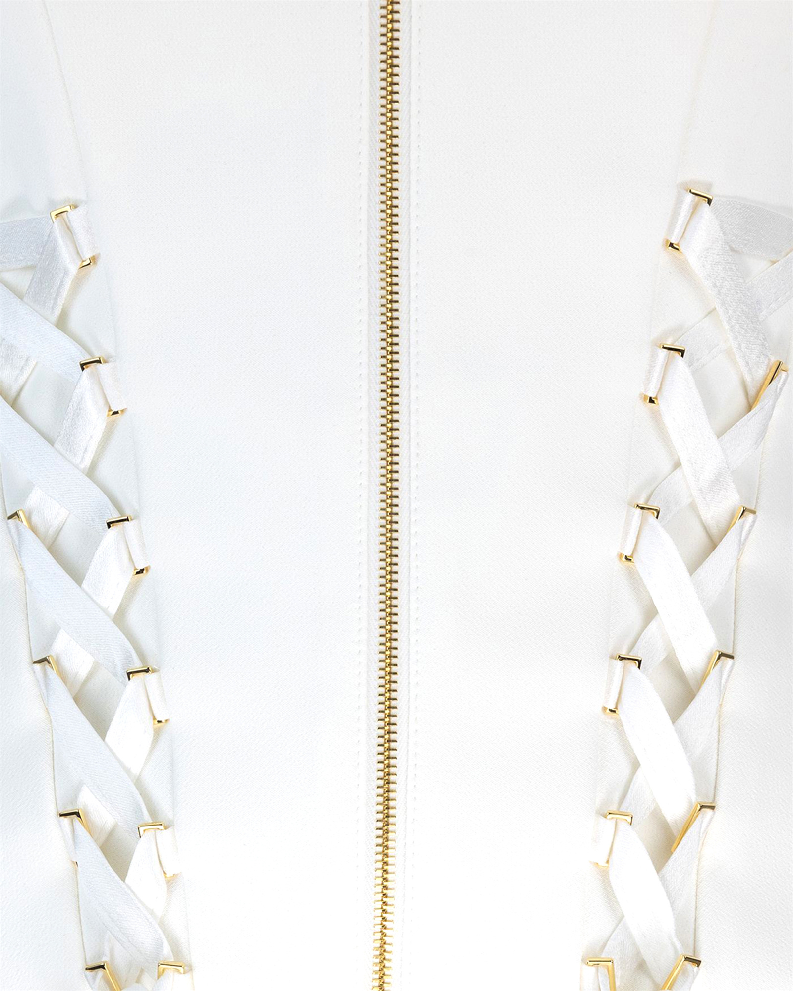 Elisabetta Franchi Crêpe Jacket With Criss-cross Laces In White