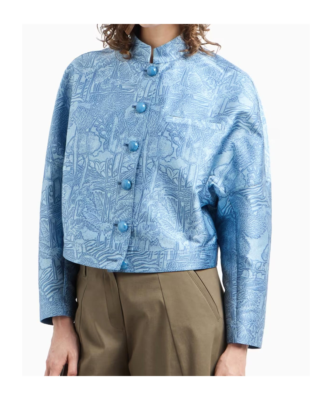 EMPORIO ARMANI ALL-OVER JACQUARD JACKET WITH GURU COLLAR 
