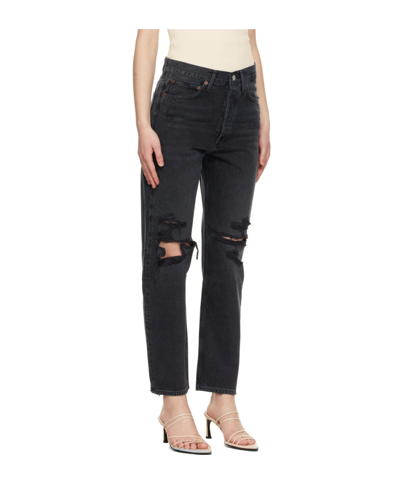 Agolde Nico High Rise Skinny Jeans In Cassette In Black