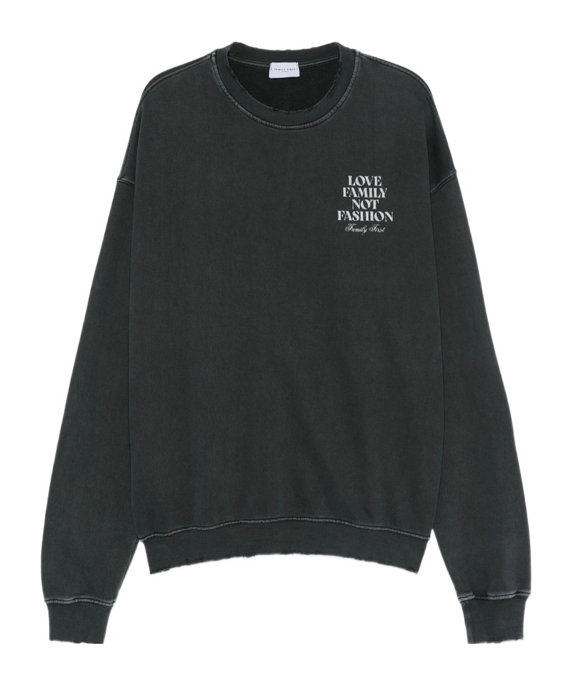 Family First Long-sleeved Crew Neck Sweatshirt In Black