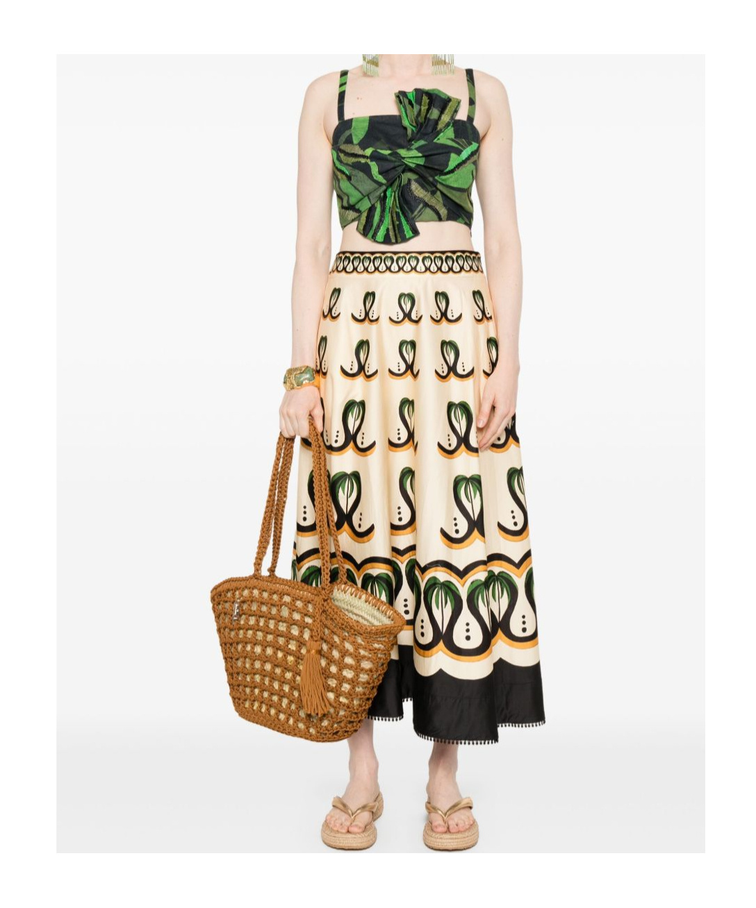 Farm Rio Spaghetti Strap Camisole In Green