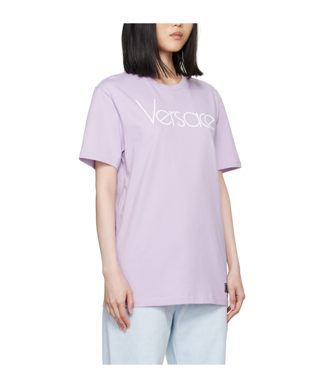 Versace Loose Fit Cotton T-shirt In Purple