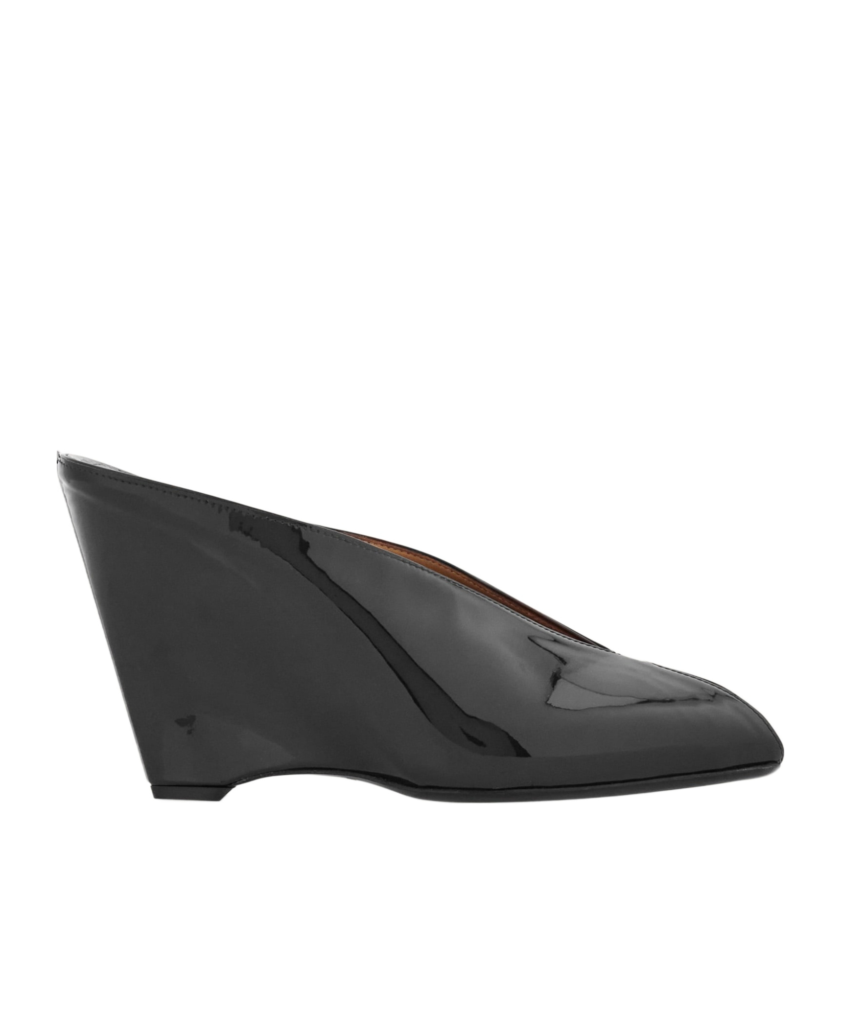 Ferragamo Peep Toe Mule In Black