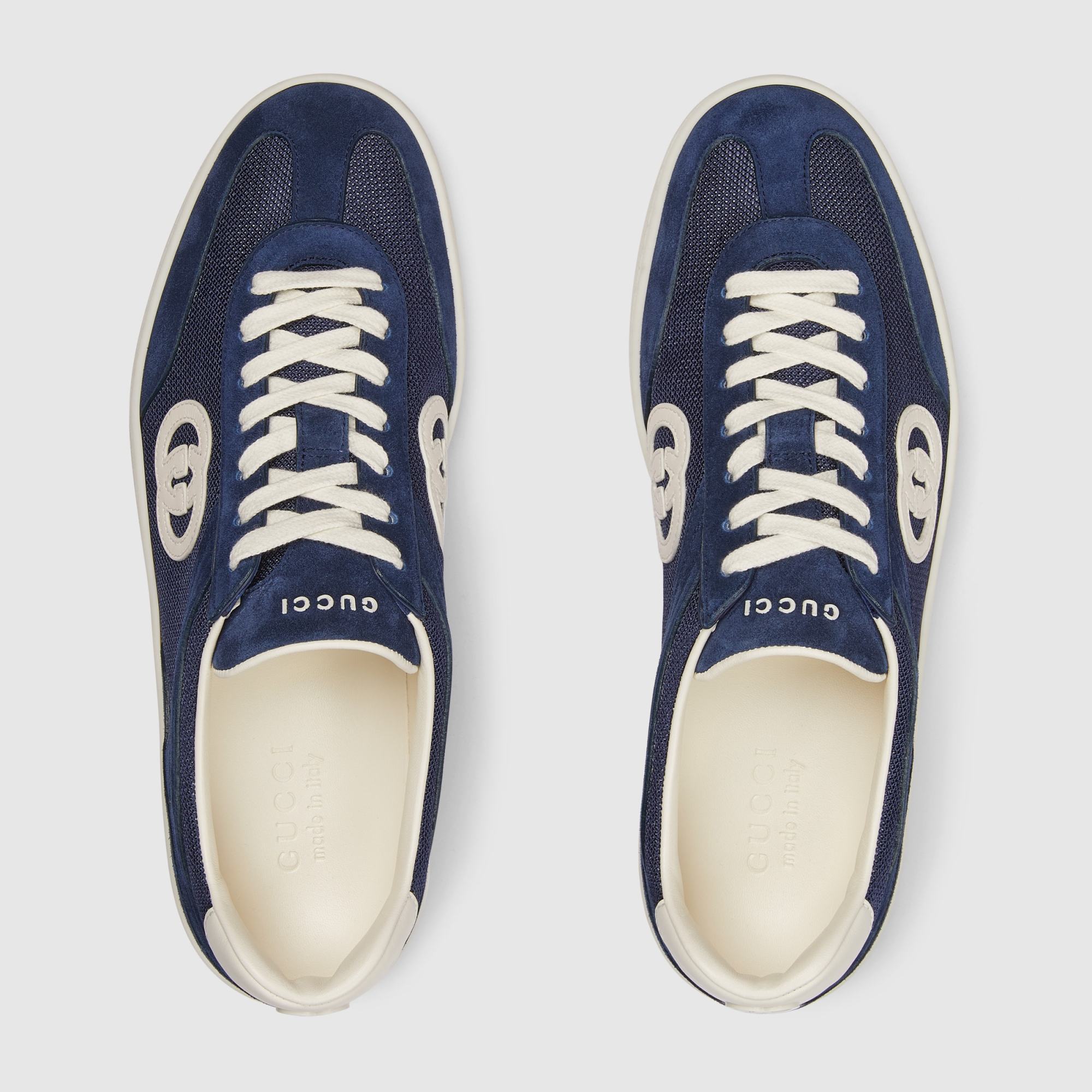 Gucci G75 Suede And Canvas Sneakers In Blue