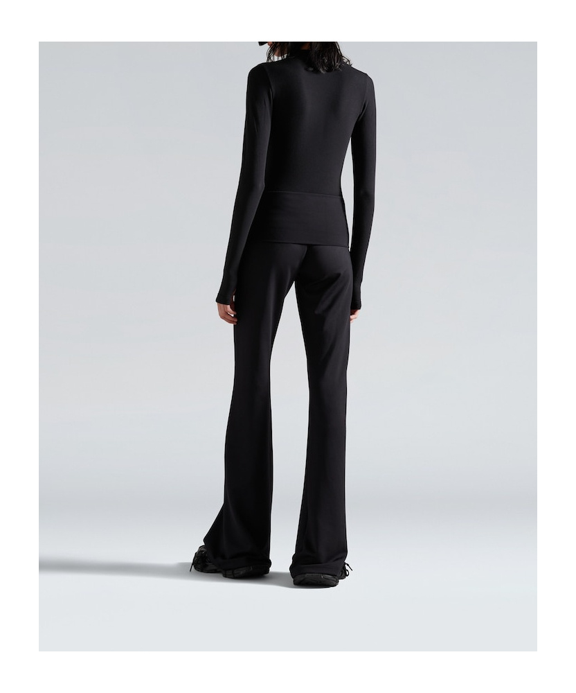 Balenciaga Women's 3b Sports Icon Long Sleeve Fitted Crewneck Top In Black/white In Black