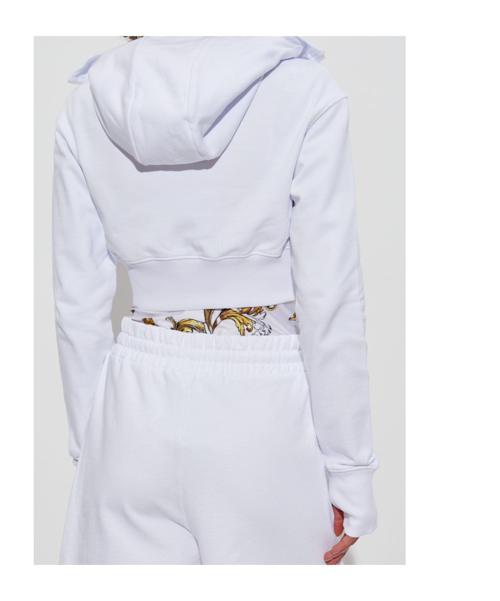 Versace Jeans Cropped Hoodie In White
