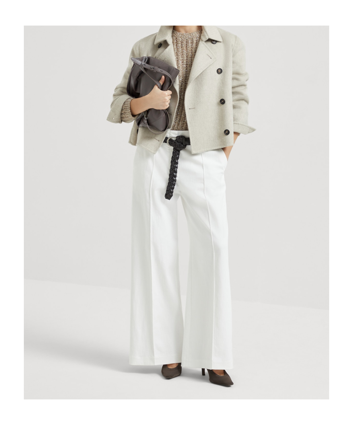 Brunello Cucinelli Hand-finished Caban Jacket In Gray