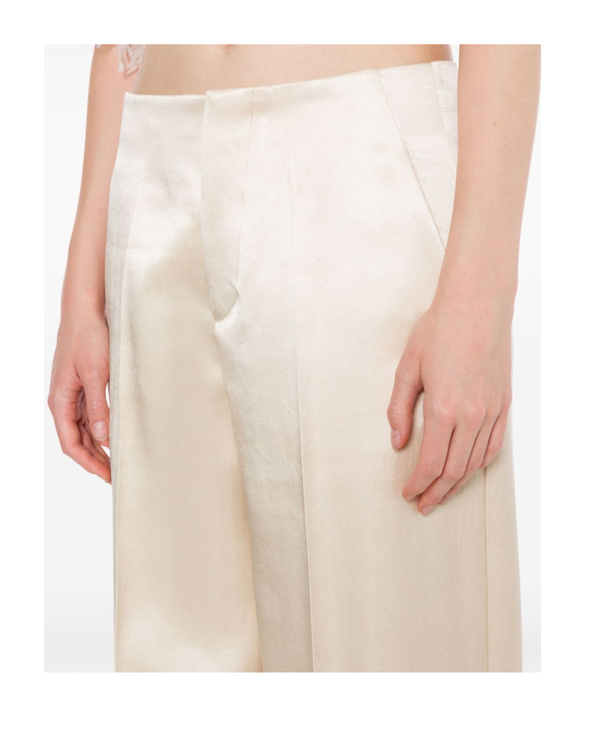 Shop Philosophy Di Lorenzo Serafini Satin Pleated Trousers In White