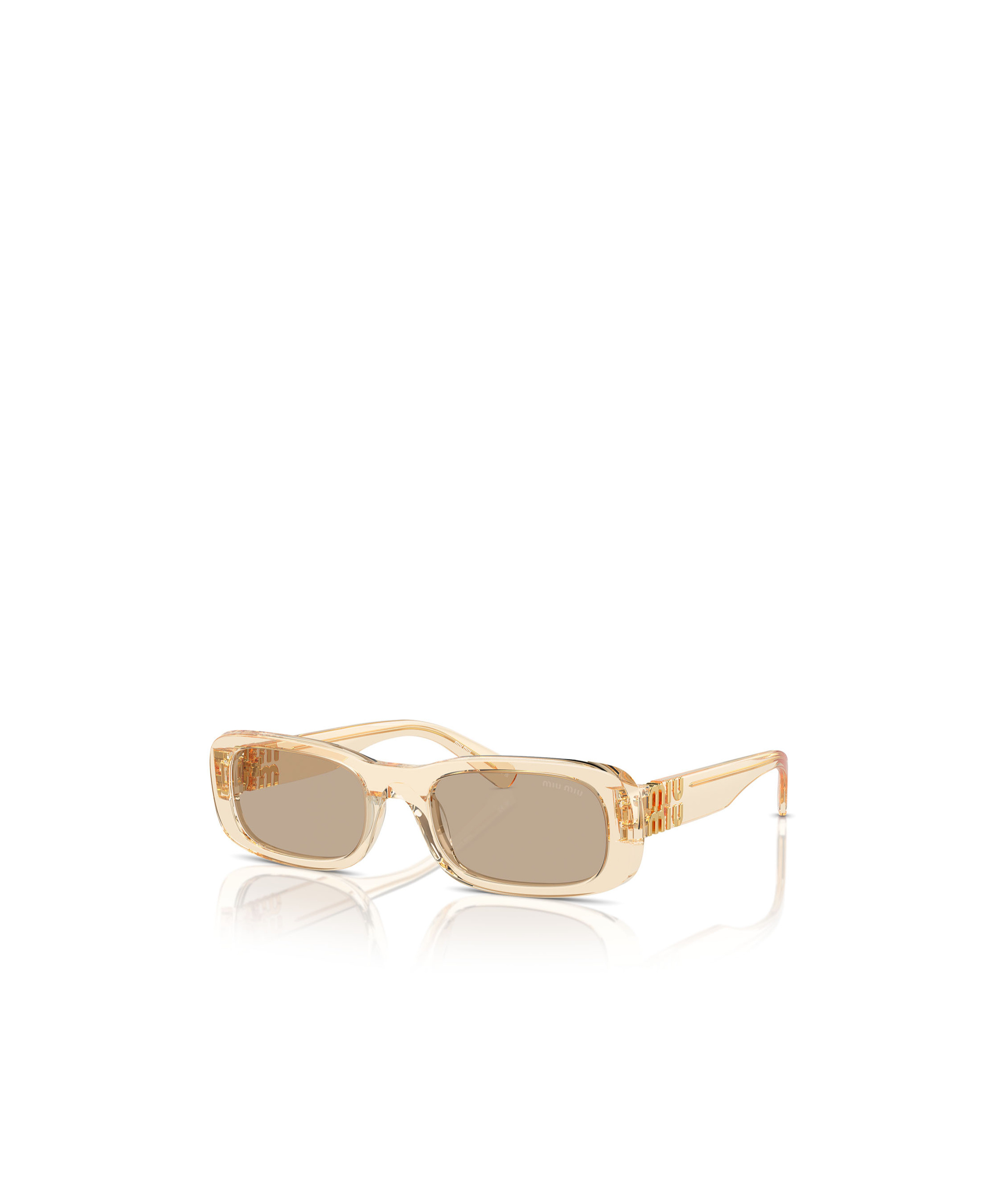 Miu Miu Logo-lettering Square-frame Sunglasses In Nude