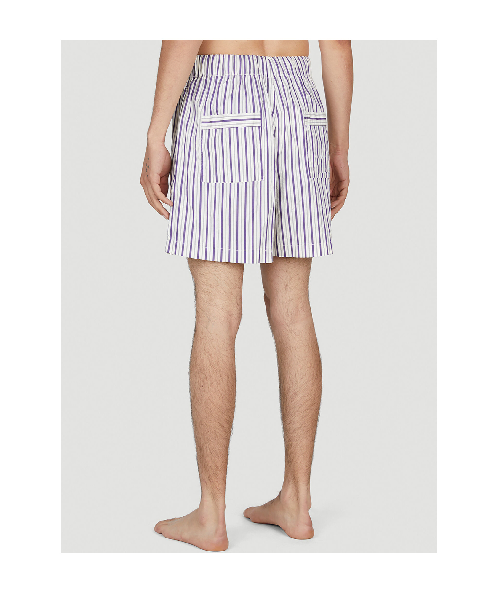 Tekla Lido Poplin Striped Sleep Shorts In White