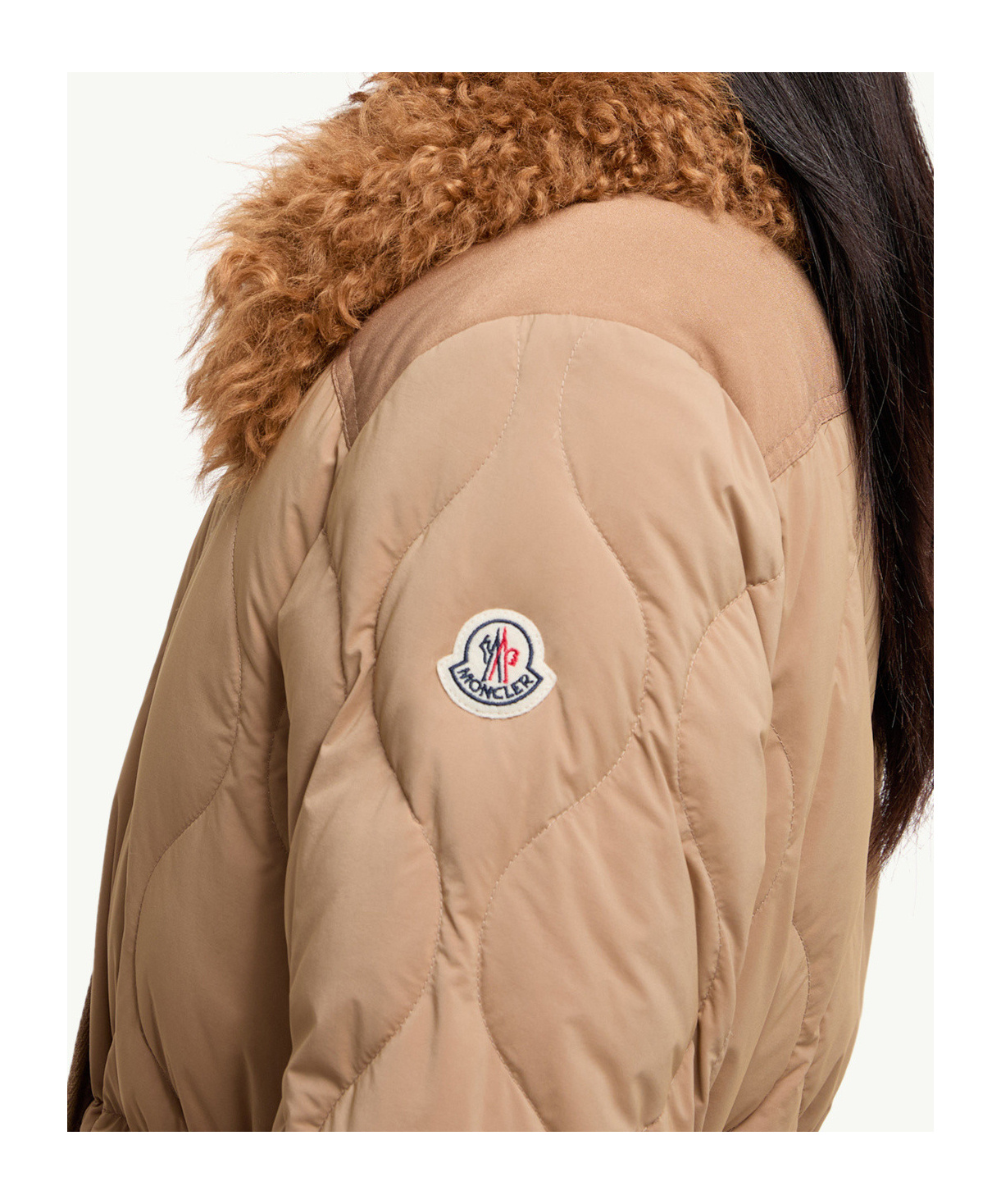 Moncler Quintin 3-in-1 Shearling-trimmed Short Down Jacket In Brown