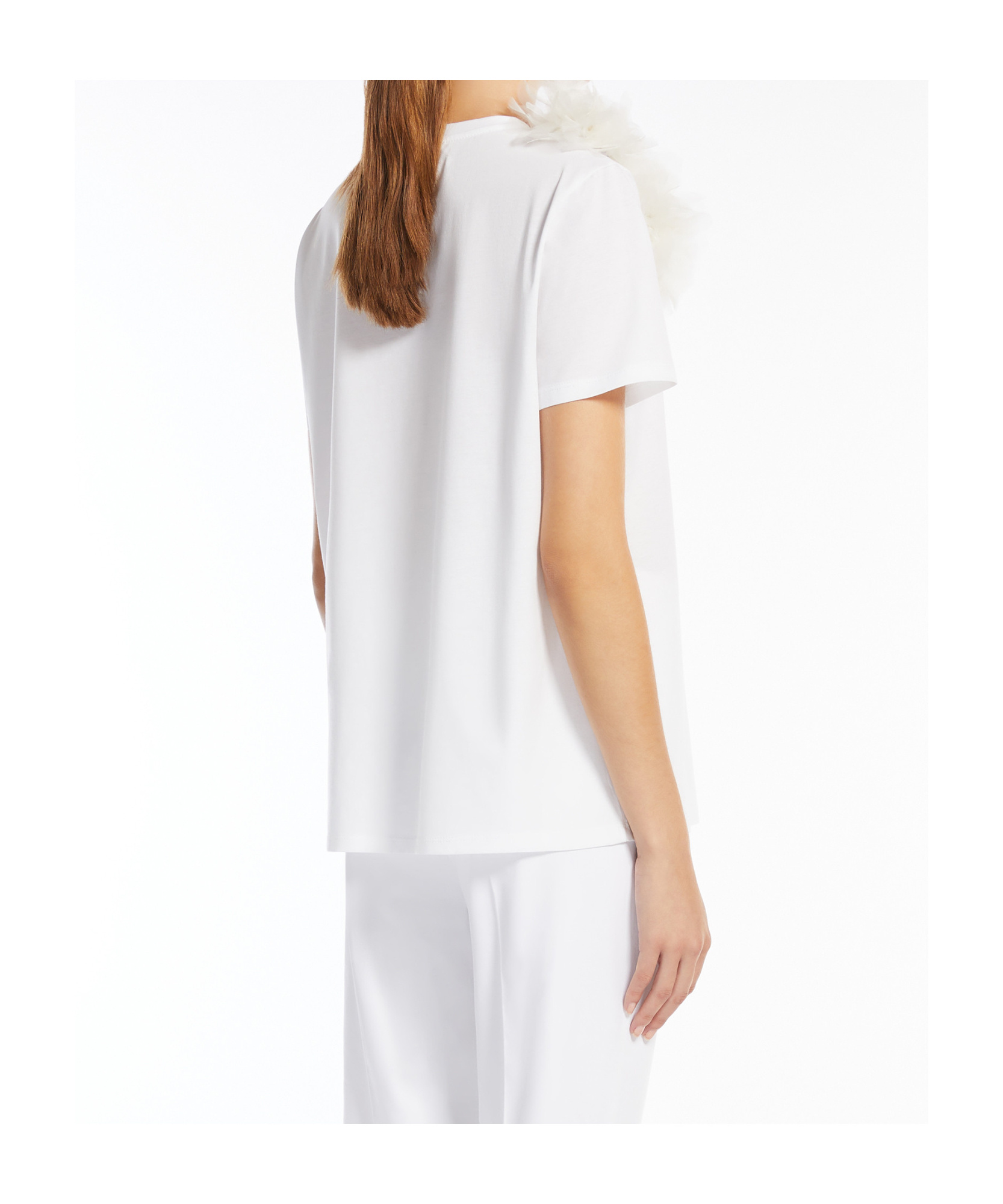 Max Mara Embroidered Jersey T-shirt In White
