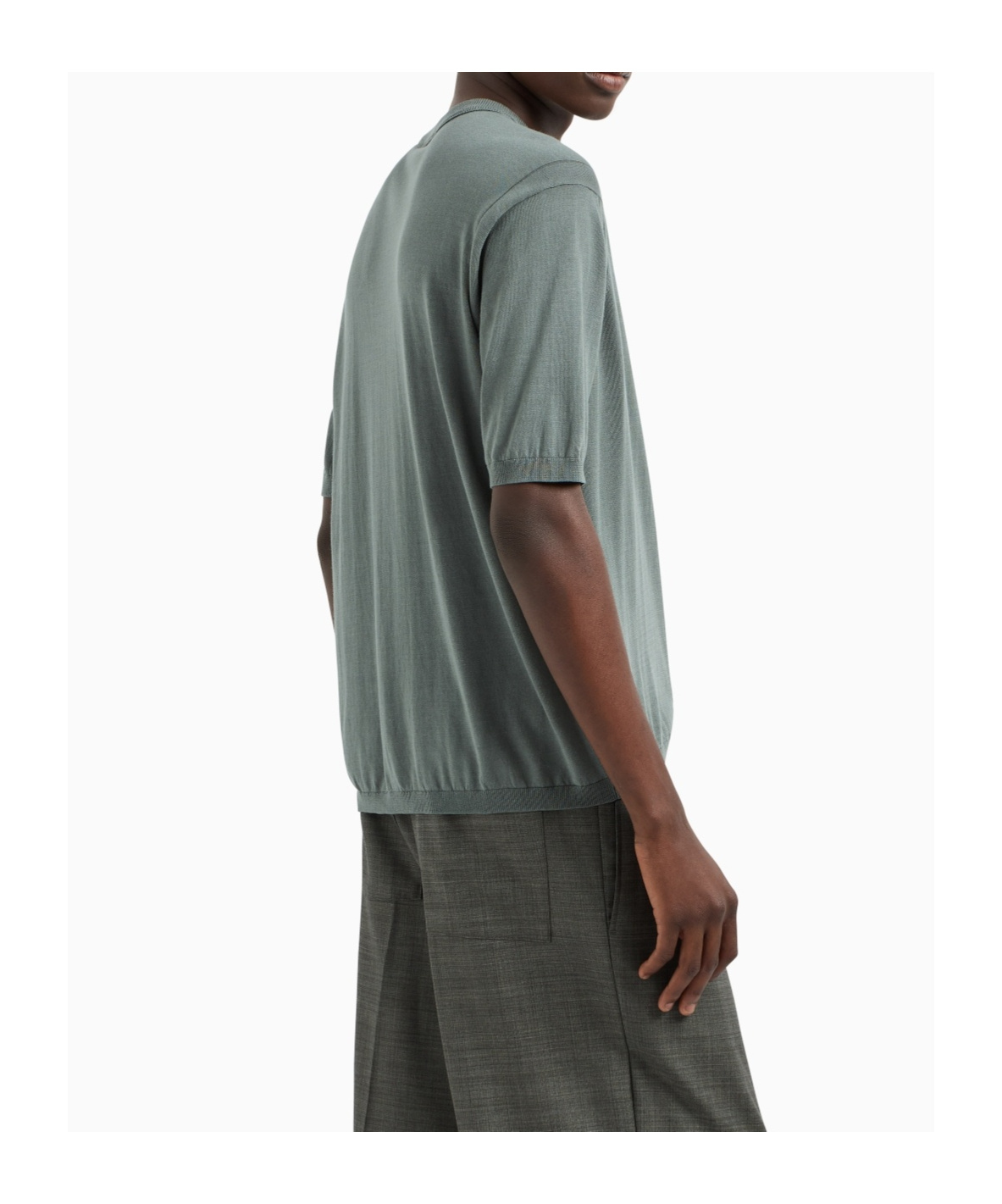 Emporio Armani Asv Lyocell-blend Plain-knit Jumper In Gray