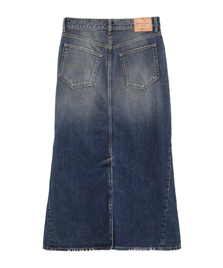 Shop Balenciaga Denim Midi Skirt In Black