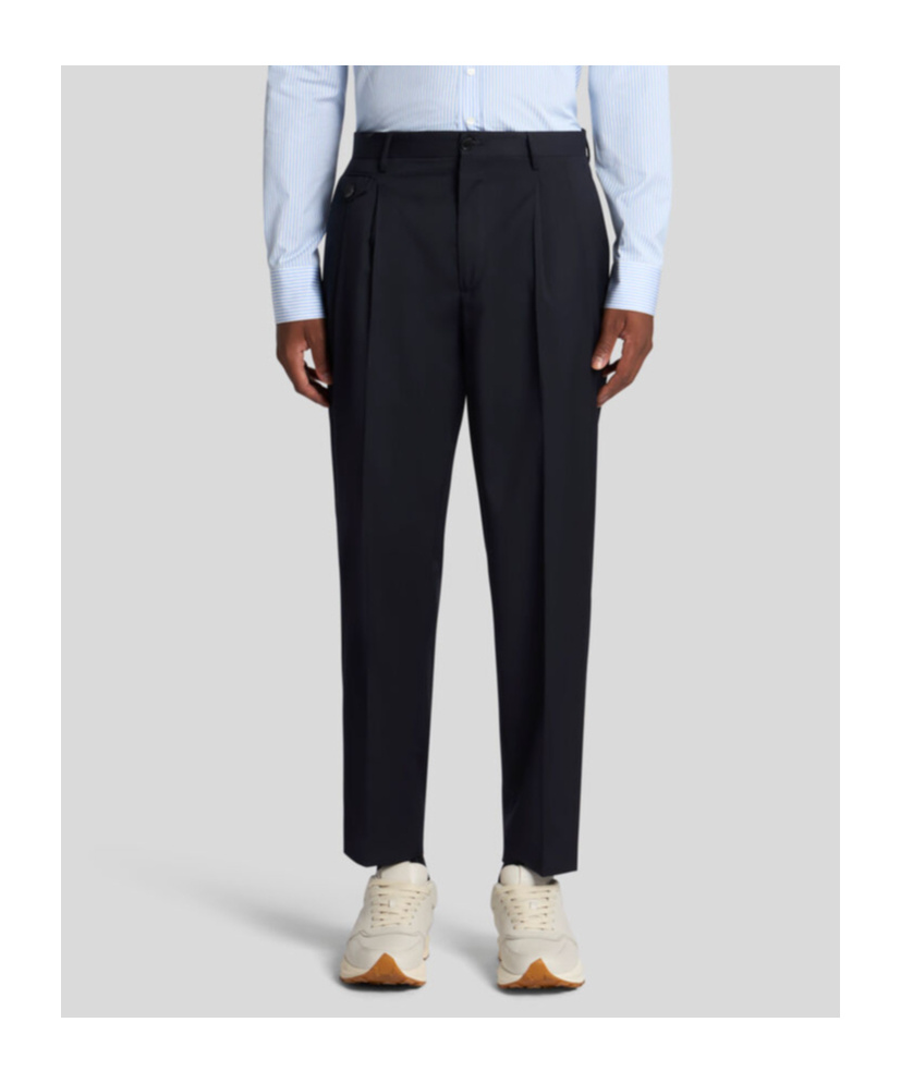 Etro Carrot Leg Wool Pants In Black