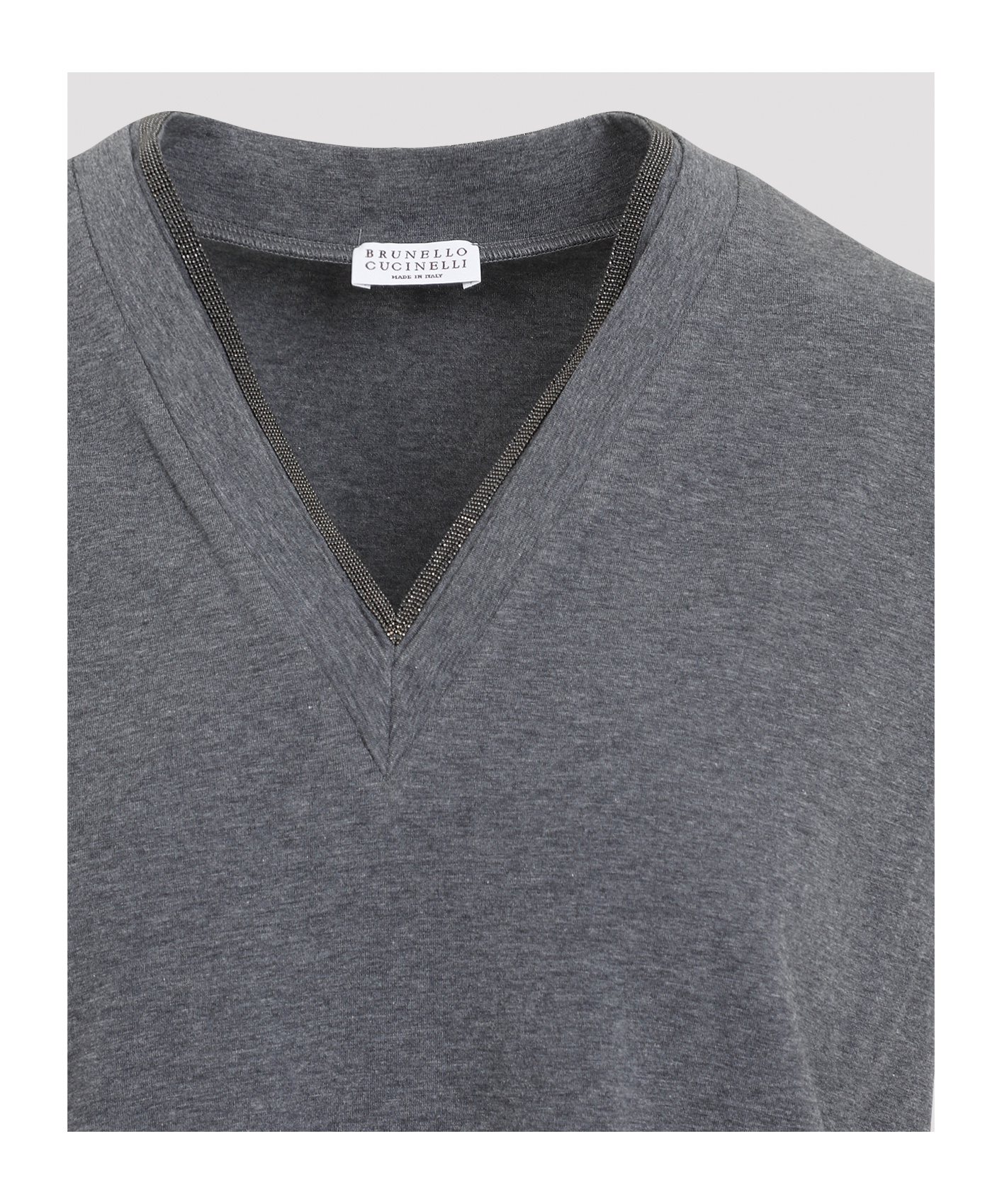 Brunello Cucinelli Dark Grey V-neck T-shirt In Gray