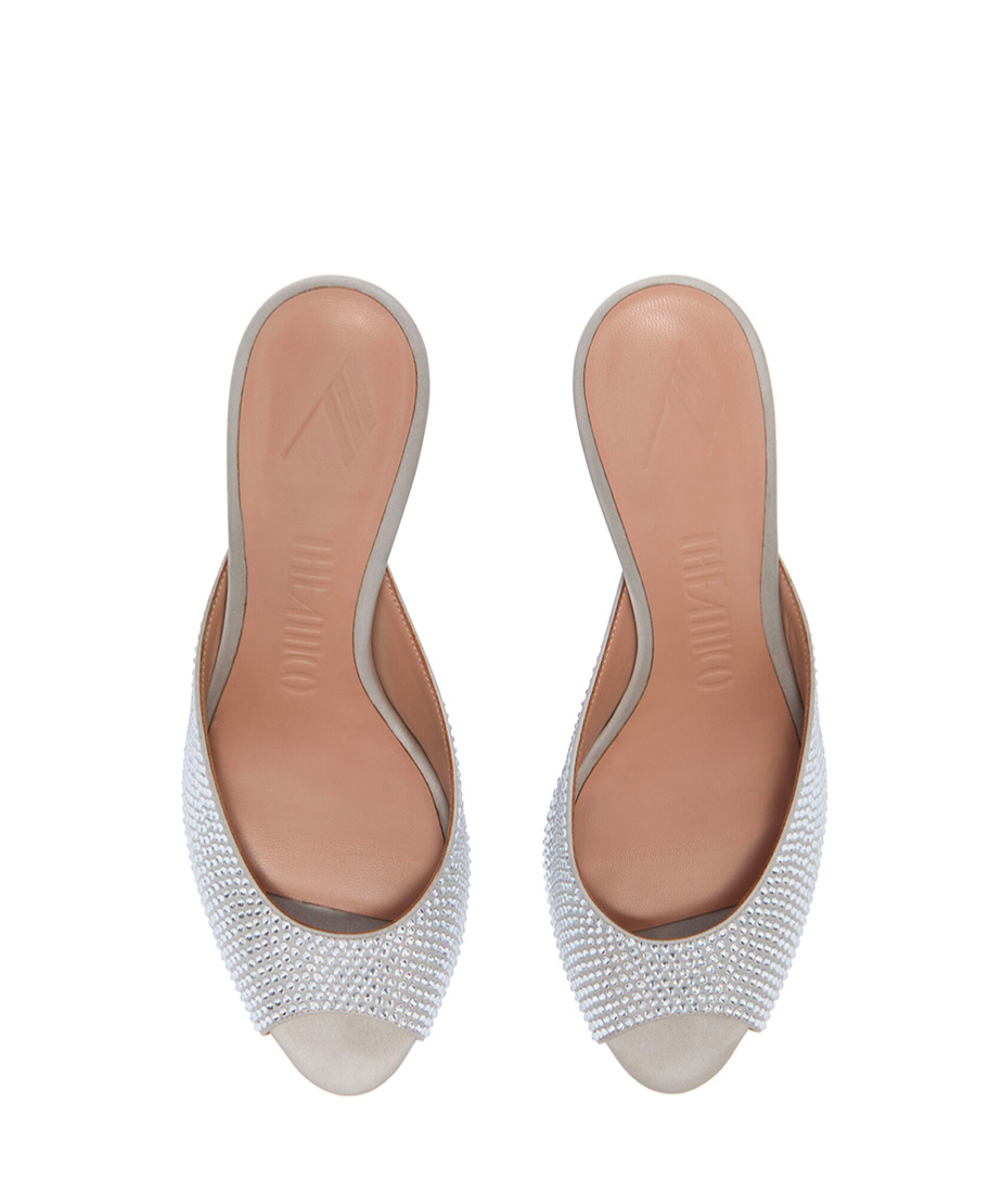 Attico Round Toe High Heel Sandals In Silver