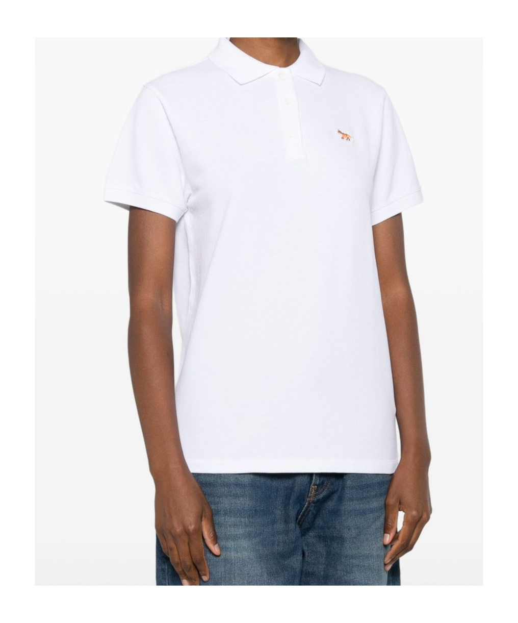 Maison Kitsuné Baby Fox Cotton Polo Shirt In White