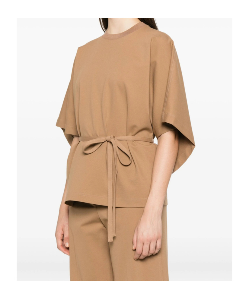 Fabiana Filippi Belted Batwing Blouse In Brown