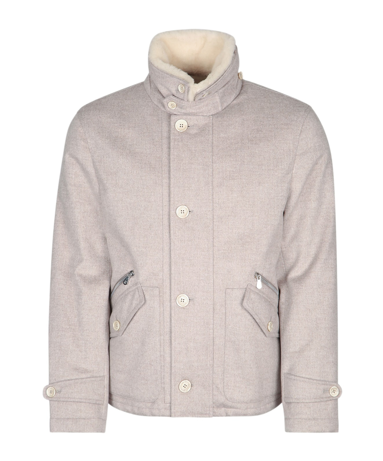 Brunello Cucinelli Collared Button-fastening Jacket In Neutral