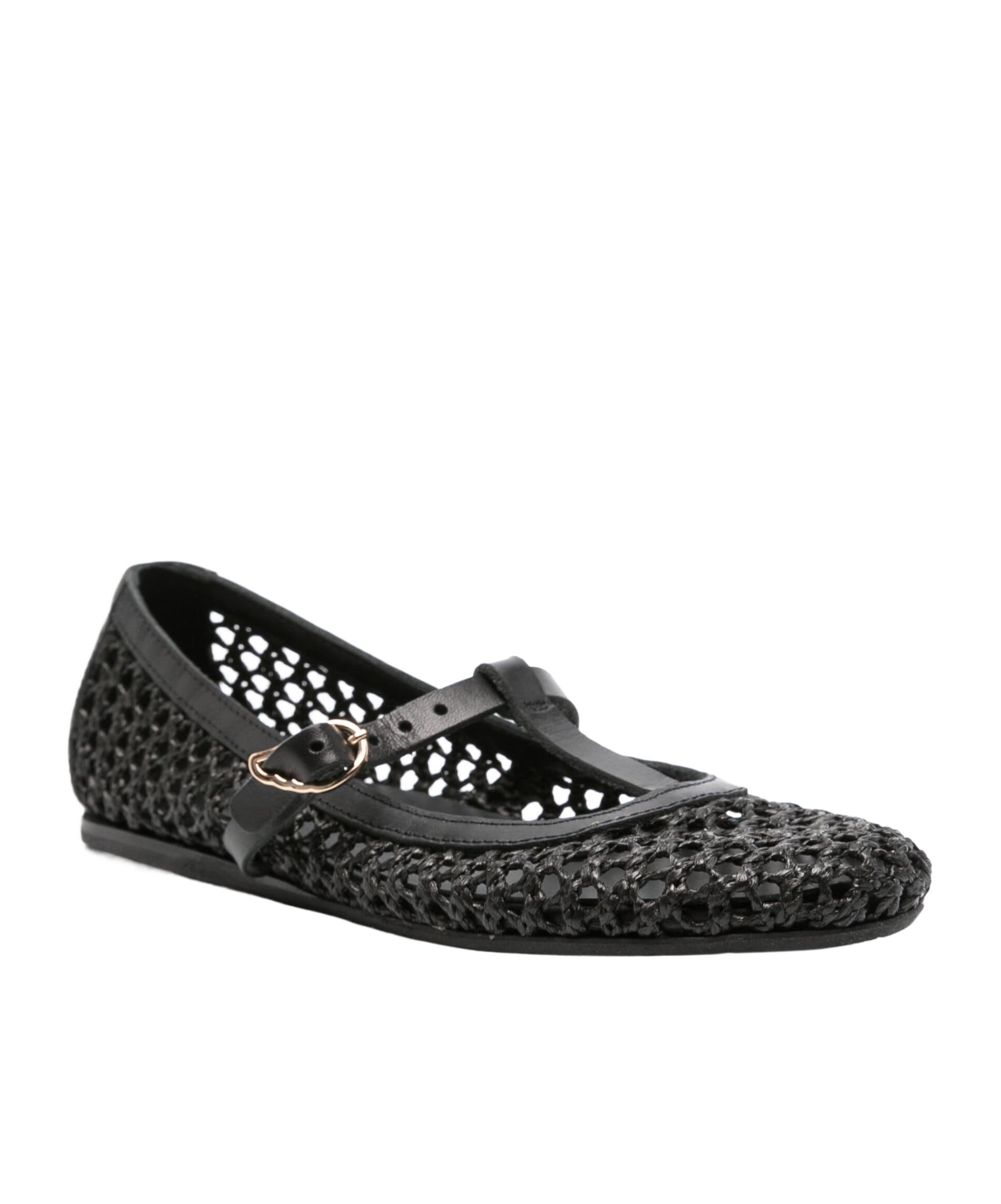Ancient Greek Sandals Woman Ballet Flats Black Size 8 Cowhide In Black