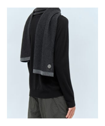 Shop Stone Island Vanisé-knit Wool Scarf In Black