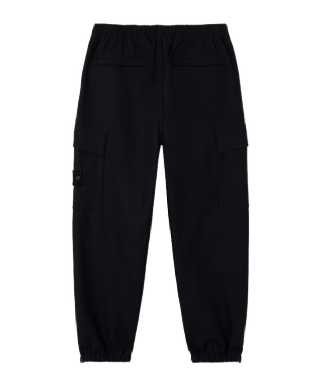 Stone Island Loose-fit Cargo Trousers With Elasticated Zipped Cuffs In Black