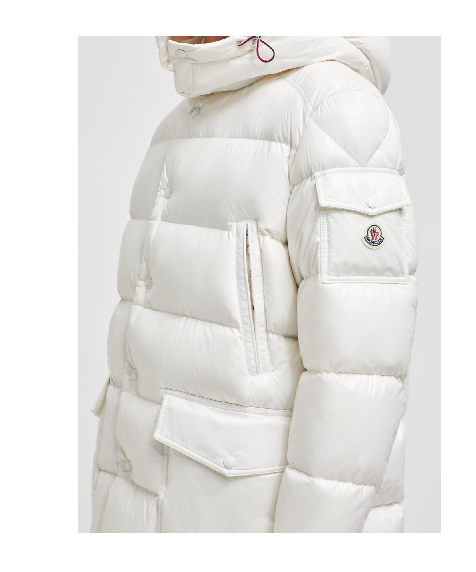 Moncler Drawstring Long Sleeve Jacket In White