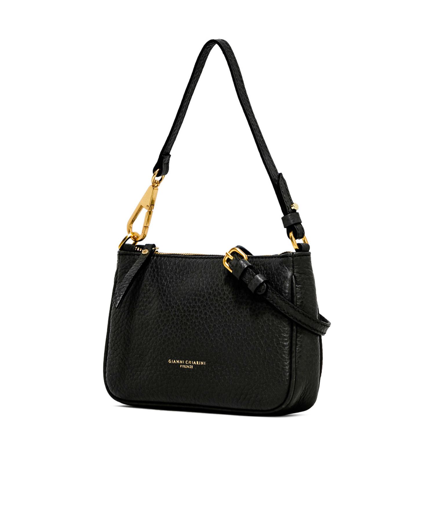 Gianni Chiarini Brooke Clutch Bag In Maxi Grain Leather In Black